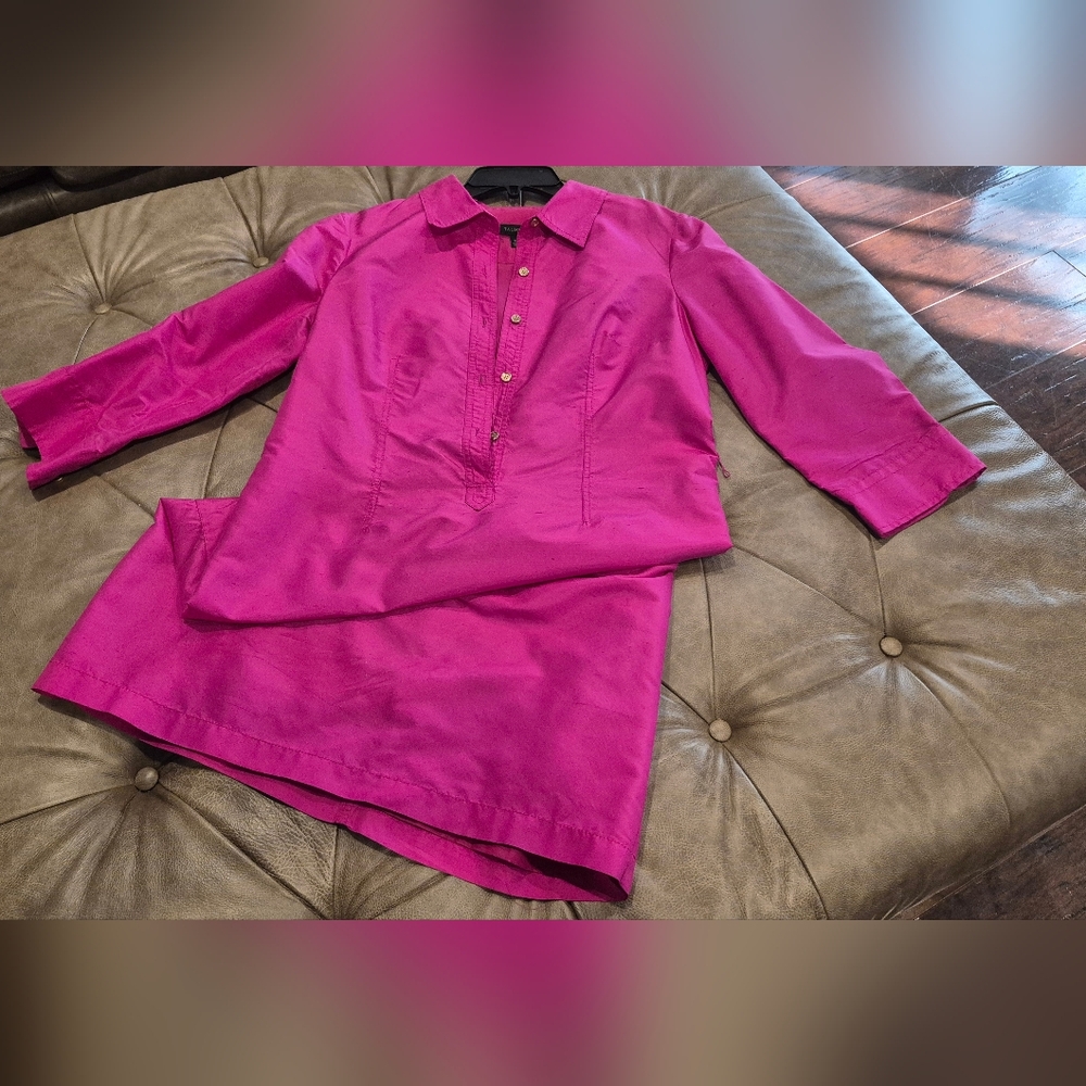 Talbots Bright Pink Button Shirt Dress (Belt Included)